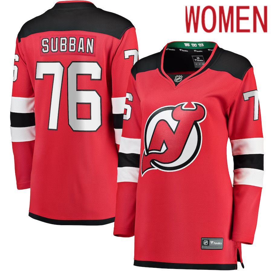 Women New Jersey Devils 76 P.K. Subban Fanatics Branded Red Premier Breakaway Player NHL Jersey